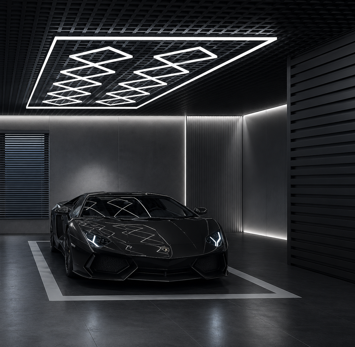 10-Diamond Garage LED Lighting Kit with Border — 8' × 16'