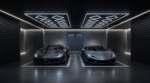 10-Diamond Garage LED Lighting Kit with Border — 8' × 16'