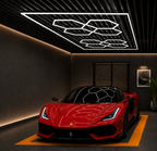 8-Hex Garage LED Lighting Kit with Border — 8' × 16'