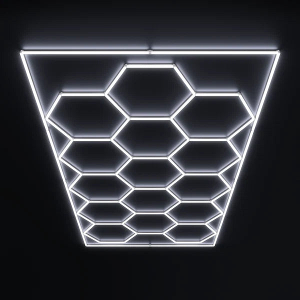 15-Hex Garage LED Lighting Kit with Border — 8' × 16'