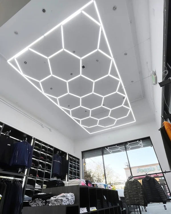 15-Hex Garage LED Lighting Kit with Border — 8' × 16'