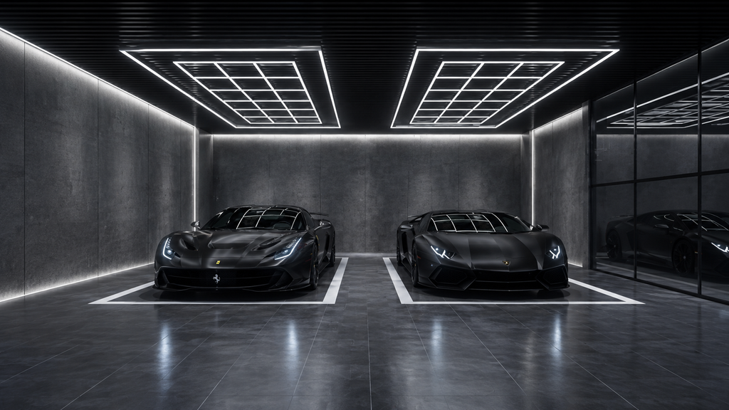 18-Diamond Garage LED Lighting Kit with Border — 8' × 16'