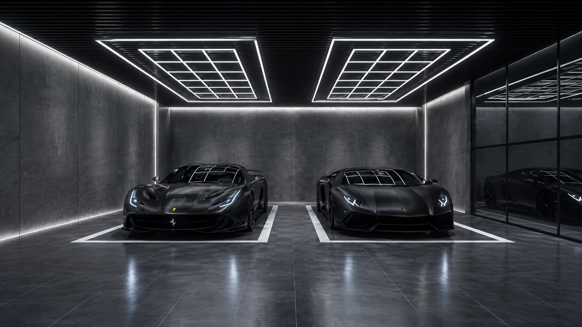 18-Diamond Garage LED Lighting Kit with Border — 8' × 16'