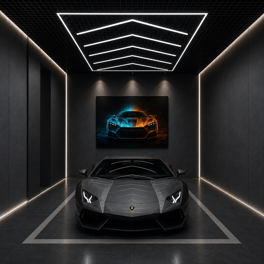 6-Arrow Garage LED Lighting Kit with Border — 8' × 16'