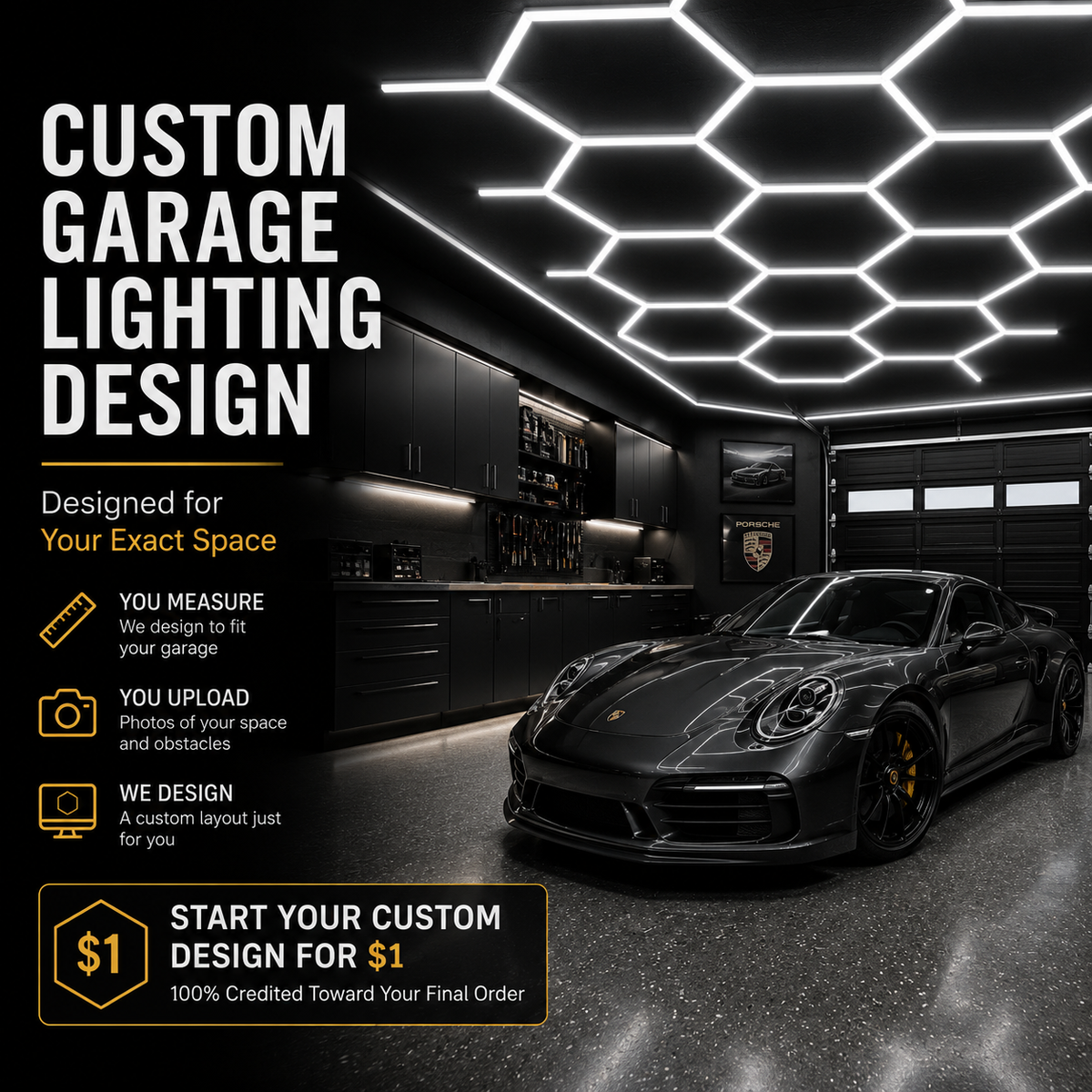 Custom Garage Lighting Design — Start for $1