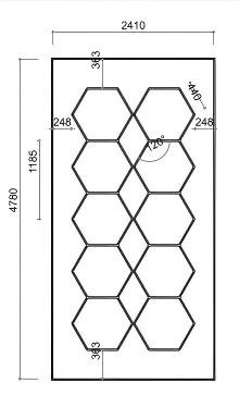 10-Hex Garage LED Lighting Kit with Border — 8' × 16'